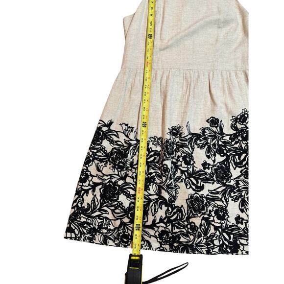 Loft Dress Linen Cotton Size 12 Beige with Black Border - Picture 5 of 10